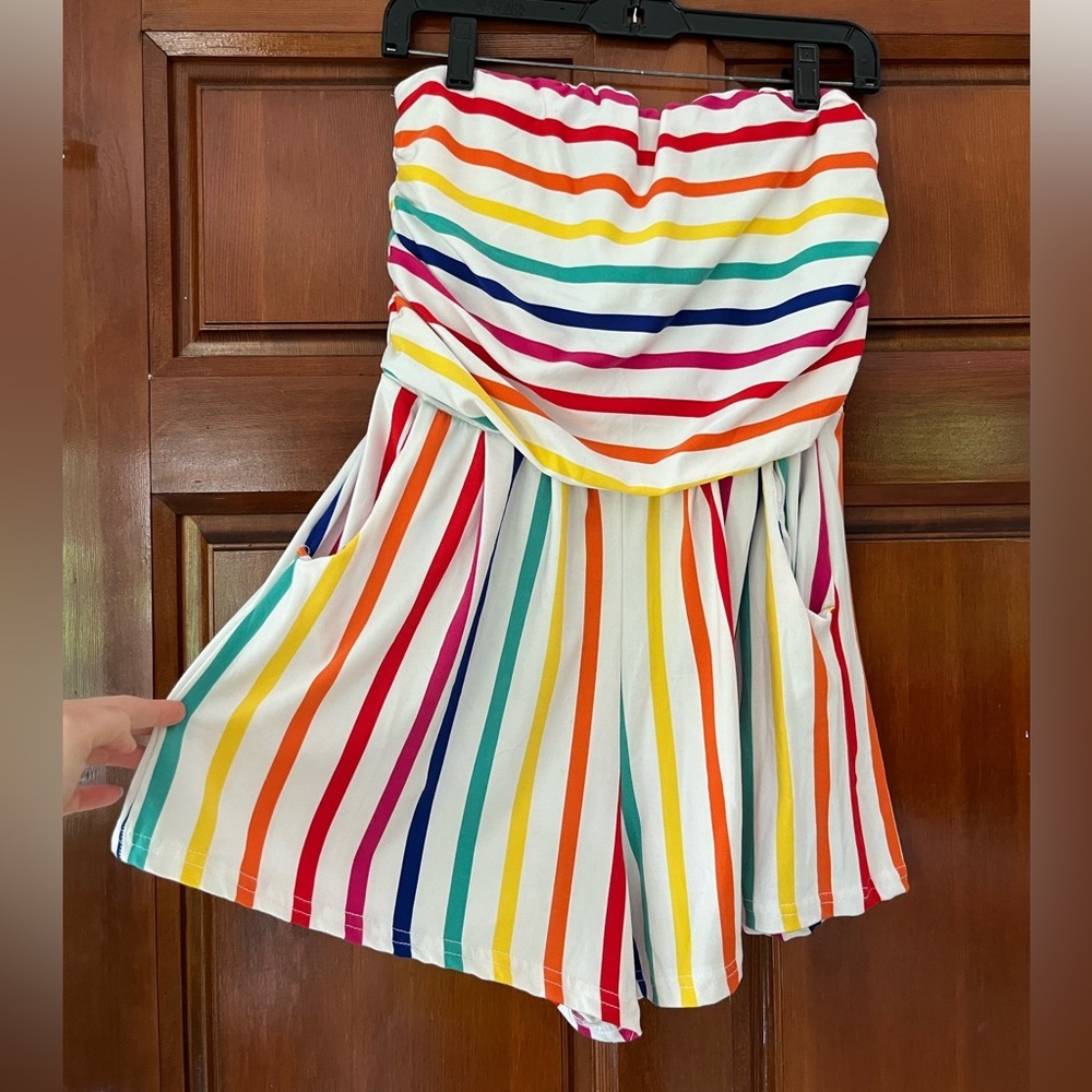 Love Rainbow Strapless Romper